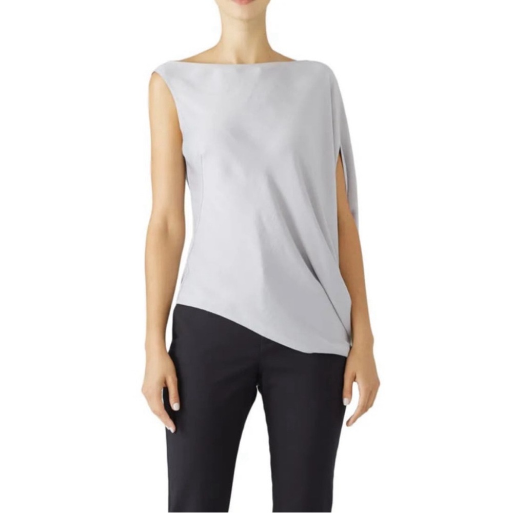 kaufmanfranco silver drape one shoulder blouse small